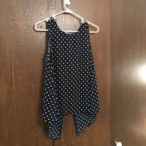 Alice Blue Sleeveless Polka Dot Navy Blouse